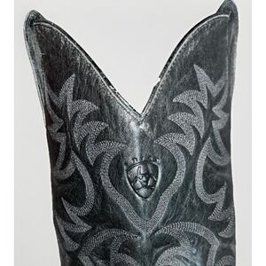 Ariat Heritage Cowboy Boots Men's 10D Black Deertan‎ Leather Western ATS EUC